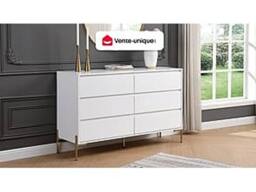 Vente-unique 6-Drawer Chest Of Drawers - MDF & Metal - Gloss White & Gold - thumbnail 4