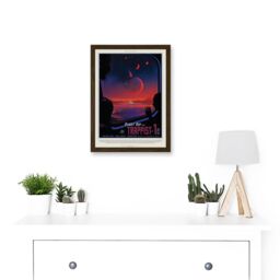 Artery8 Nasa Space Travel Advert Trappist 1E Planet Hop A4 Artwork Framed Wall Art Print in Brown - thumbnail 2