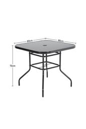 Living and Home Square Steel and Tempered Glass Garden Dining Table in Black - thumbnail 6