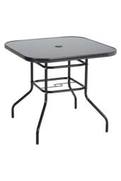 Living and Home Square Steel and Tempered Glass Garden Dining Table in Black - thumbnail 5
