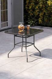 Living and Home Square Steel and Tempered Glass Garden Dining Table in Black - thumbnail 3
