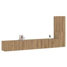 Berkfield Home Wall Mounted TV cabinets 3 pcs Artisan Oak Engineered Wood in Brown - thumbnail 1