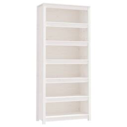 Berkfield Home Book Cabinet White 80x35x183 cm Solid Wood Pine - Size: 80 x 35 x 183 cm - thumbnail 1