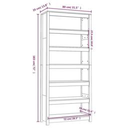 Berkfield Home Book Cabinet White 80x35x183 cm Solid Wood Pine - Size: 80 x 35 x 183 cm - thumbnail 8