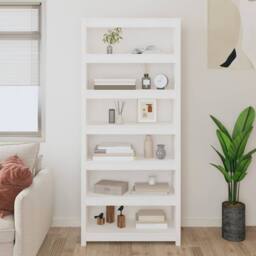 Berkfield Home Book Cabinet White 80x35x183 cm Solid Wood Pine - Size: 80 x 35 x 183 cm - thumbnail 3