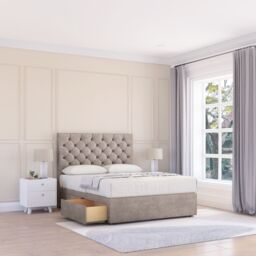 "Sloomy Mayfair Plush Bed Set With 2 Drawers, Mattress & 54"" Headboard in Stone - Size: Small Single" - thumbnail 1
