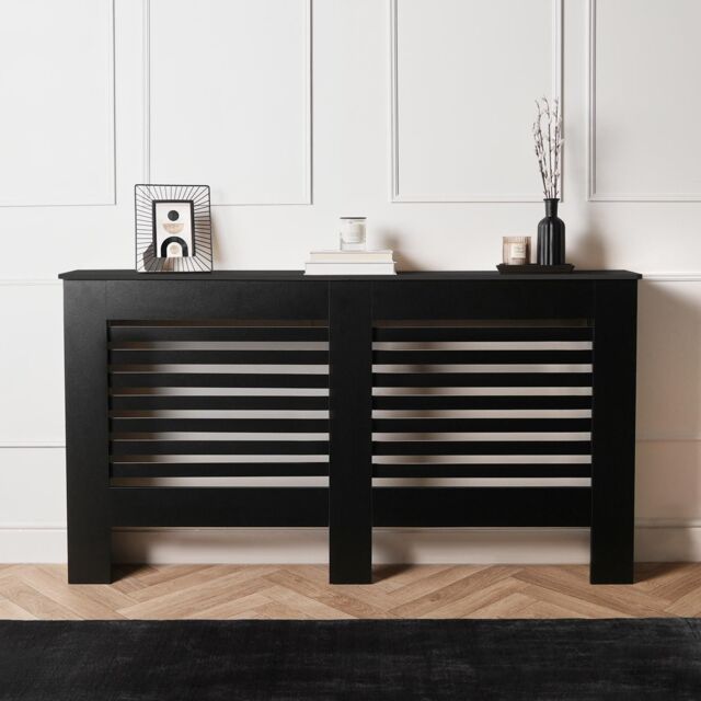 OHS Engineered Wood Radiator Cover Modern Hallway Shelf Furniture in Black - image 1