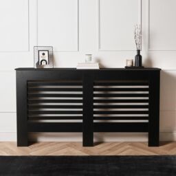 OHS Engineered Wood Radiator Cover Modern Hallway Shelf Furniture in Black