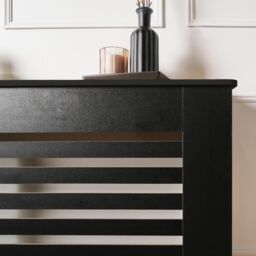 OHS Engineered Wood Radiator Cover Modern Hallway Shelf Furniture in Black - thumbnail 3