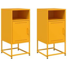 Berkfield Home Durable Bedside Cabinets 2 pcs Mustard Yellow 36x39x78 cm Steel - Size: 36 x 39 x 78 cm - thumbnail 3