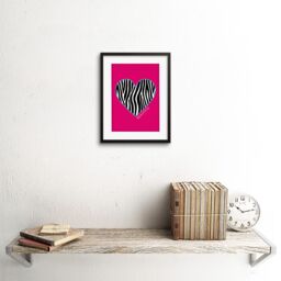 "Artery8 Wall Art Print Pink Zebra Set Beautiful Framed in Black - Size: W7"" x H9""" - thumbnail 2
