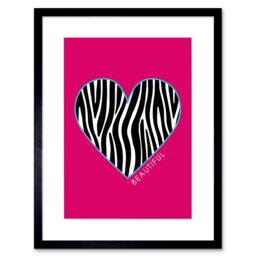"Artery8 Wall Art Print Pink Zebra Set Beautiful Framed in Black - Size: W7"" x H9""" - thumbnail 1