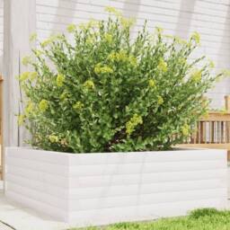 Berkfield Home Decorative Garden Planter White 70x70x23 cm Solid Wood Pine - Size: 70 x 70 x 23 cm - thumbnail 2