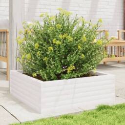Berkfield Home Decorative Garden Planter White 70x70x23 cm Solid Wood Pine - Size: 70 x 70 x 23 cm - thumbnail 1
