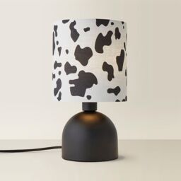 ValueLights Mileys Cow Print Drum Lamp Shade Matte Black Table Lamp with LED Bulb - thumbnail 6
