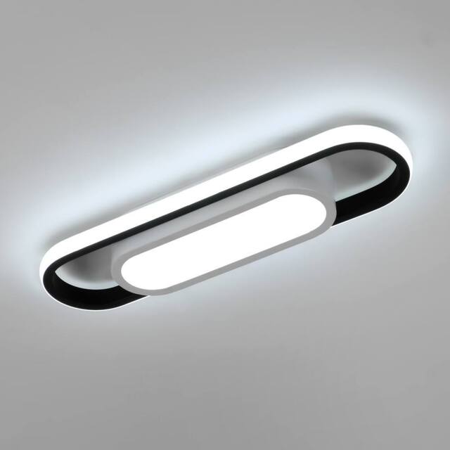 Pheashine Sleek Oval LED Ceiling Light 21W 6500K Daylight 40x10.5x5cm in Black - Size: 40x10.5x5 cm - image 1