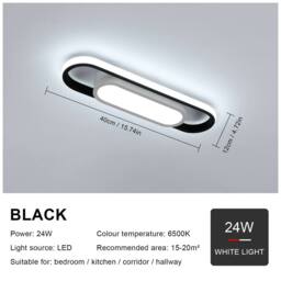 Pheashine Sleek Oval LED Ceiling Light 21W 6500K Daylight 40x10.5x5cm in Black - Size: 40x10.5x5 cm - thumbnail 2