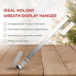 Shatchi 30Cm Metal Wreath Hanger - Perfect for Holiday Decoration in Silver - Size: 1 Pack - thumbnail 5