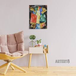 "Artery8 Blue Yellow & Green Abstraction Hartley Canvas Wall Art - Size: W24"" x H32""" - thumbnail 3