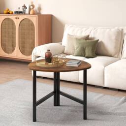 Costway Industrial Coffee Table Sofa Side Table Wooden Cocktail Center Table in Brown - thumbnail 1