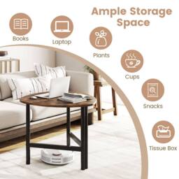 Costway Industrial Coffee Table Sofa Side Table Wooden Cocktail Center Table in Brown - thumbnail 4