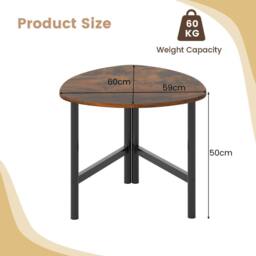 Costway Industrial Coffee Table Sofa Side Table Wooden Cocktail Center Table in Brown - thumbnail 2