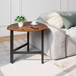 Costway Industrial Coffee Table Sofa Side Table Wooden Cocktail Center Table in Brown - thumbnail 6