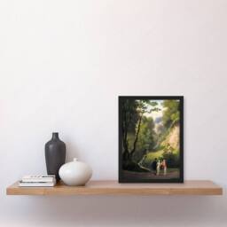 Artery8 CW Eckersberg The Devil's Cleft at Liselund Manor Framed Art Print in Green - Size: A4 - thumbnail 4