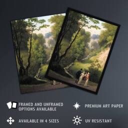 Artery8 CW Eckersberg The Devil's Cleft at Liselund Manor Framed Art Print in Green - Size: A4 - thumbnail 2