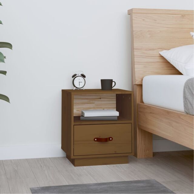 Berkfield Home Bedside Cabinet Honey Brown 40x34x45 cm Solid Wood Pine - Size: 40 x 34 x 45 cm - image 1