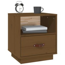 Berkfield Home Bedside Cabinet Honey Brown 40x34x45 cm Solid Wood Pine - Size: 40 x 34 x 45 cm - thumbnail 4