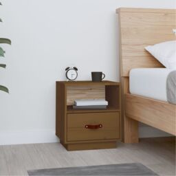 Berkfield Home Bedside Cabinet Honey Brown 40x34x45 cm Solid Wood Pine - Size: 40 x 34 x 45 cm