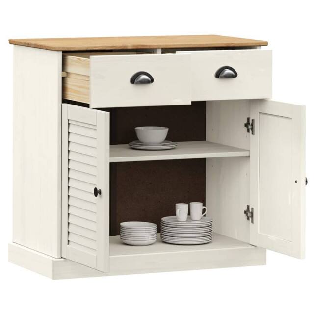 Berkfield Home Sideboard with Drawers VIGO 78x40x75 cm White Solid Wood Pine - Size: 78 x 40 x 75 cm - image 1