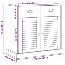 Berkfield Home Sideboard with Drawers VIGO 78x40x75 cm White Solid Wood Pine - Size: 78 x 40 x 75 cm - thumbnail 9