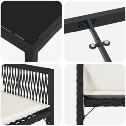 Berkfield Home 5 Piece Garden Dining Set with Cushions Black Poly Rattan - thumbnail 9