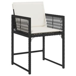 Berkfield Home 5 Piece Garden Dining Set with Cushions Black Poly Rattan - thumbnail 6