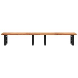 Berkfield Home Basin Shelf Wall Mounted Steel & Solid Wood Acacia in Brown - thumbnail 4