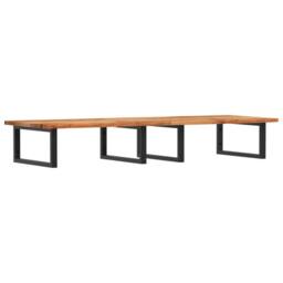 Berkfield Home Basin Shelf Wall Mounted Steel & Solid Wood Acacia in Brown - thumbnail 1
