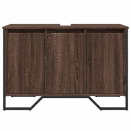 Berkfield Home Bathroom Sink Cabinet Brown Oak 91x35x60 cm Engineered Wood - Size: 91 x 35 x 60 cm - thumbnail 4