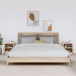 Berkfield Home Bedside Cabinets 2 pcs White 40x34x45 cm Solid Wood Pine - Size: 40 x 34 x 45 cm - thumbnail 3