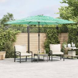 Berkfield Home Garden Parasol with Steel Pole Green 290x290x238 cm - Size: 290 x 290 x 238 cm - thumbnail 2
