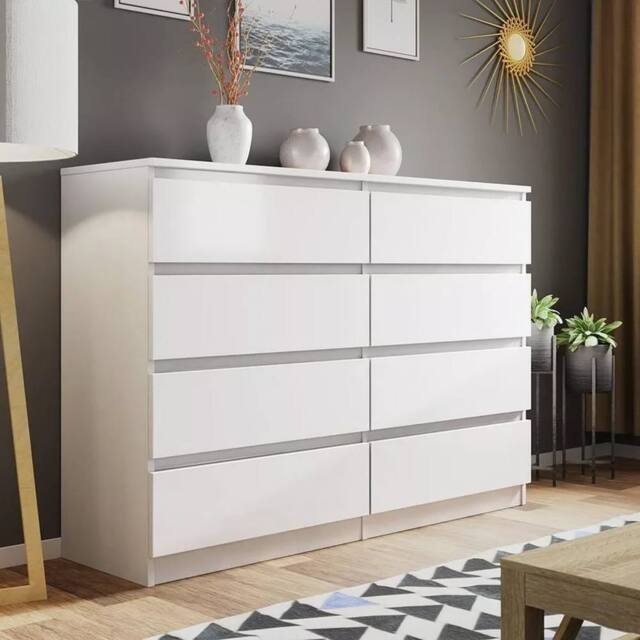 LUXURY LIFE Olivia Matt Chest of Drawers 8 Drawer Cabinet in White - image 1