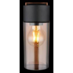 Netlighting Etsi Outdoor Wall Lantern Wood Look Dark IP44 Smoke Glass Shade 1x E27 in Brown - thumbnail 5