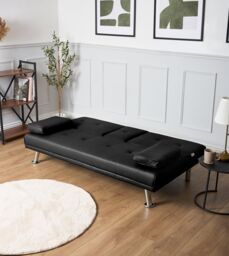 Bravich LTD Manhattan Sofa Bed 2 Seater Faux Leather Click Clack in Black - thumbnail 3