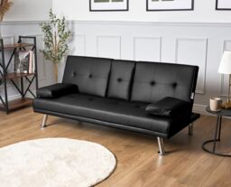 Bravich LTD Manhattan Sofa Bed 2 Seater Faux Leather Click Clack in Black - thumbnail 6