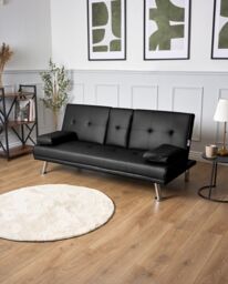 Bravich LTD Manhattan Sofa Bed 2 Seater Faux Leather Click Clack in Black - thumbnail 4