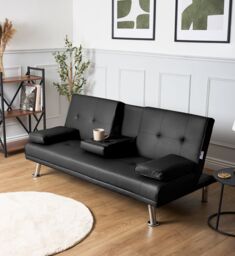 Bravich LTD Manhattan Sofa Bed 2 Seater Faux Leather Click Clack in Black - thumbnail 5