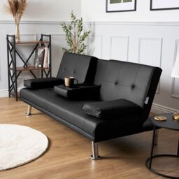 Bravich LTD Manhattan Sofa Bed 2 Seater Faux Leather Click Clack in Black