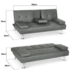 Bravich LTD Manhattan Sofa Bed 2 Seater Faux Leather Click Clack in Black - thumbnail 2