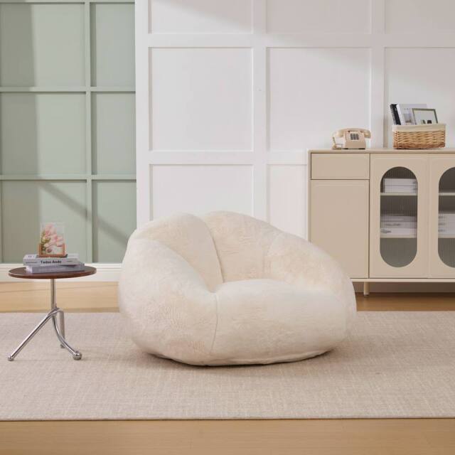 Direct Wicker Bean Bag Chair, Shell-Shaped Bean Bag Couch with Removable Cover in Beige - Size: 1 Pack - image 1